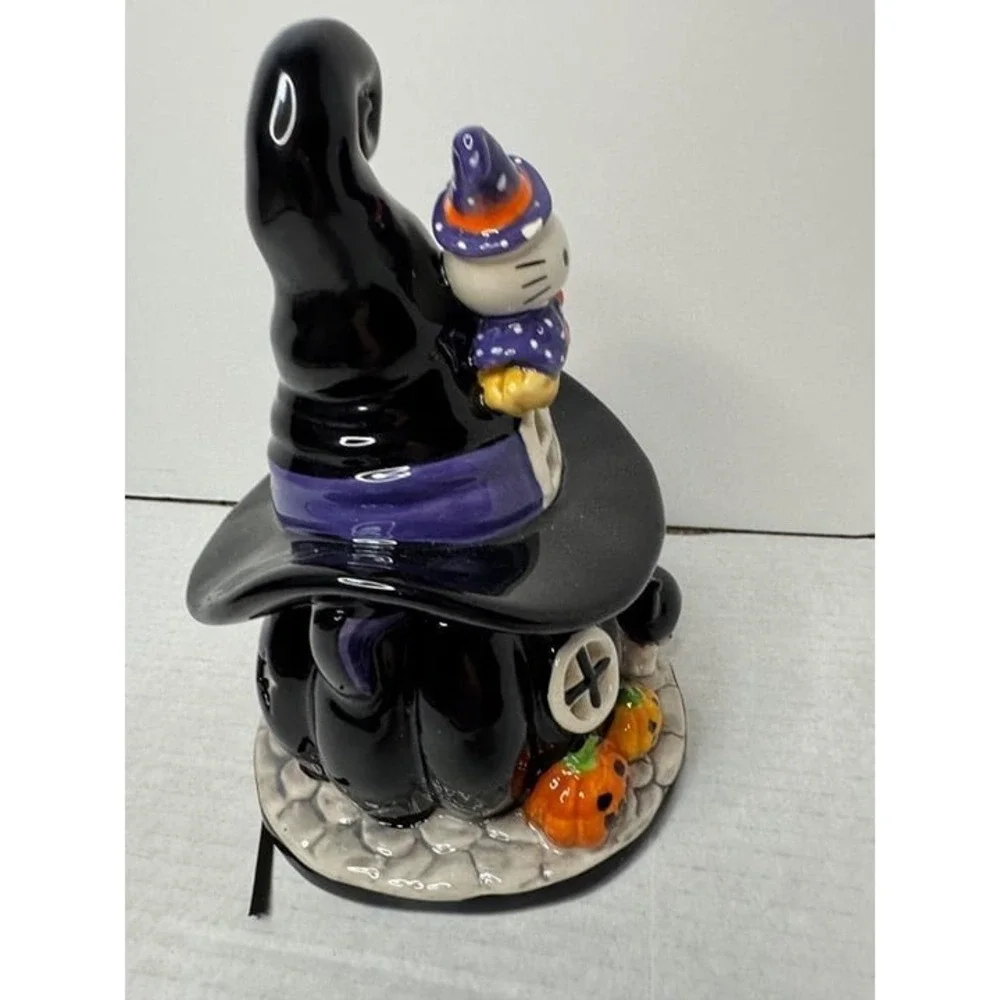Hello Kitty and Kuromi Jack O Lantern Ceramic Candle House -SKU#23568
